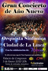 Cartel del concierto de Año Nuevo que ofrece la Orquesta Sinfónica Ciudad de La Línea.