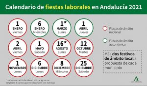 Calendario festivo Andalucía.