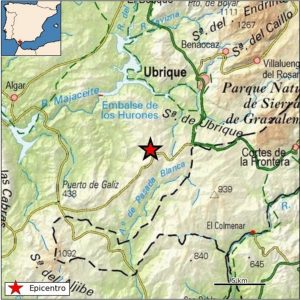 Localización del terremoto en Ubrique.