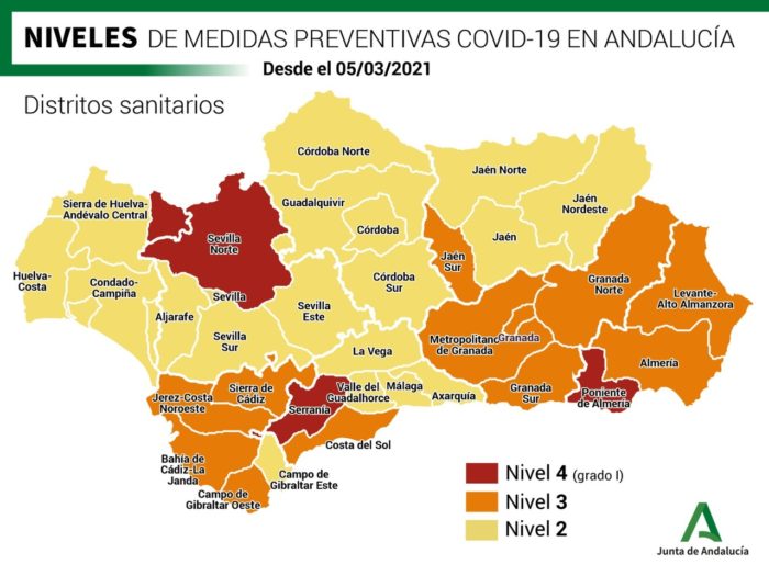 El distrito sanitario del Campo de Gibraltar Este será el único que pase a nivel 2 este viernes